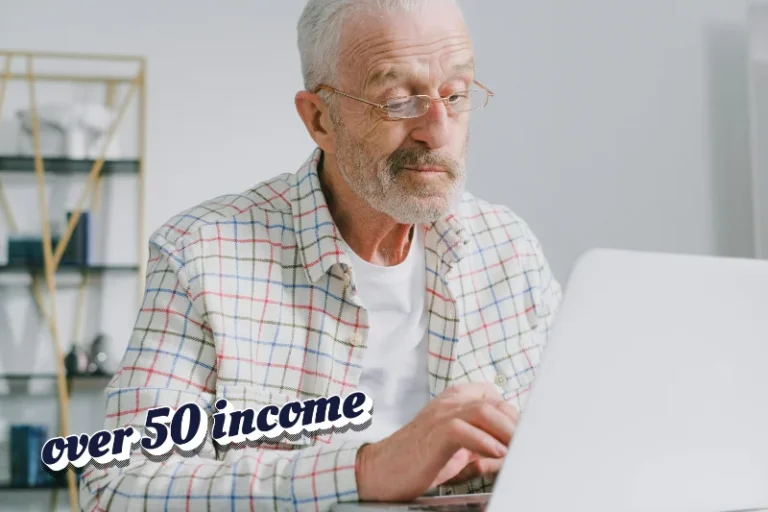 Middle-aged person working on laptop